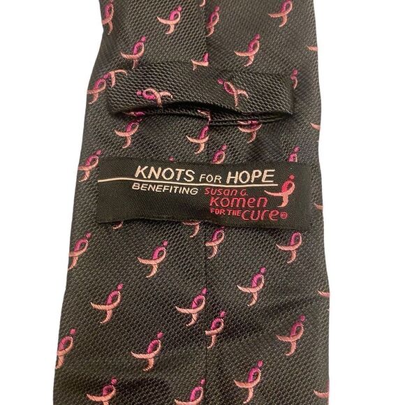Susan G. Komen Knots For Home Gray and Pink Ribbon Silk  Necktie - Picture 6 of 8